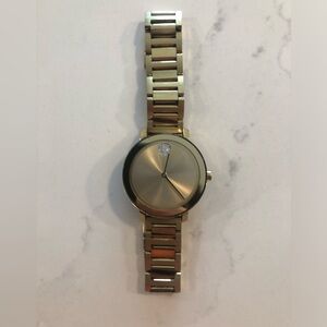 Movado Bold Evolution 2.0 Watch- Yellow Gold, White Chrystals